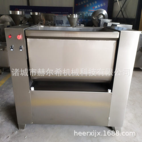 300型腊肠肉馅拌馅机 大型自动出料拌馅机 双绞龙真空搅拌机厂家