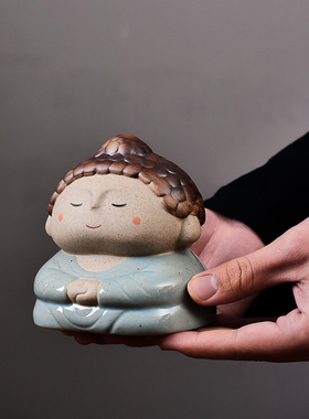 可爱菩萨佛像创意汽车摆件桌面客厅家居装饰禅意礼物陶瓷乔迁新居