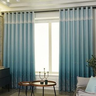 双层遮光客厅一体窗帘布简约现代布纱卧室绣花网红儿童房大气新款