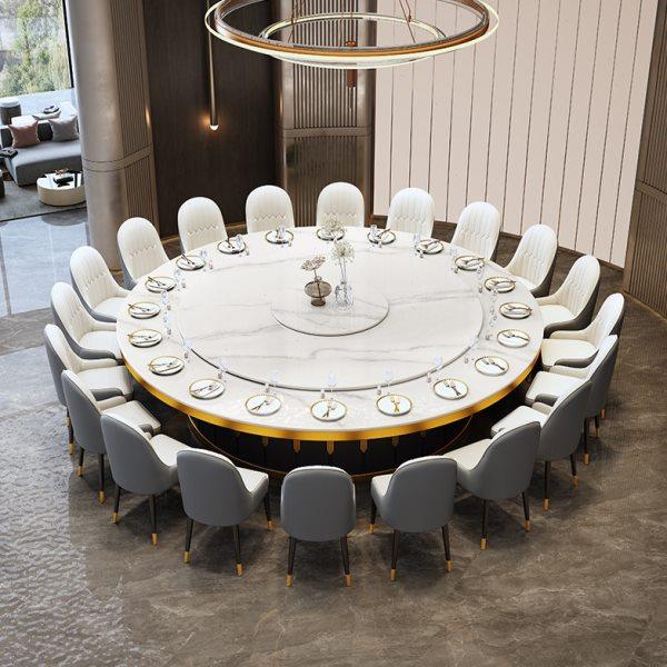 岩板酒店餐桌大圆桌20人电动转盘包厢圆形饭桌现代简约火锅电磁炉,住宅家具,岩板餐桌,淘宝优惠券,粉丝福利购,淘宝优惠卷