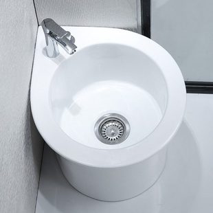 元 匠三角型拖把池家用阳台卫生间地盆拖布池墩布池角落带台上龙头