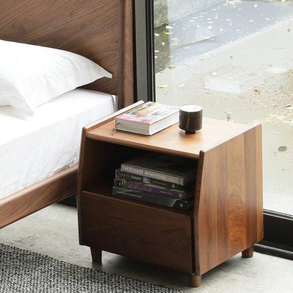 简欧日式实木黑胡桃木小床头柜新款床边柜子现代简约单抽屉储物柜