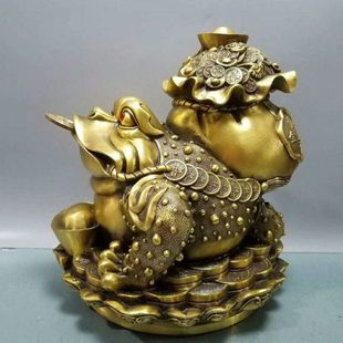 铜金蟾摆件黄铜钱袋金蟾元金蝉摆件公家居工艺品