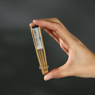 中国风梅妃竹文玩折扇迷你竹扇钥匙挂件斑竹扇子宣纸空白创作骨扇