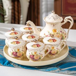 家用客厅水具带盖子耐高温茶壶杯子冷水壶茶具礼 轻奢陶瓷水杯套装