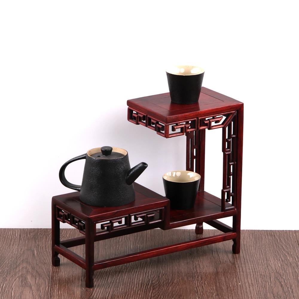 红酸枝小博古架中式多宝阁紫砂壶茶具架盆景摆件榫卯结构实木架子