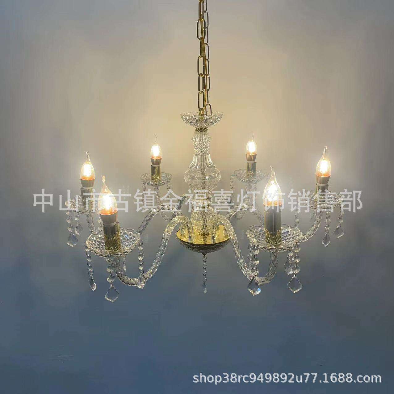 新婚庆道具发光水晶吊灯婚礼堂顶部装饰欧式亚克力多头蜡烛灯路引