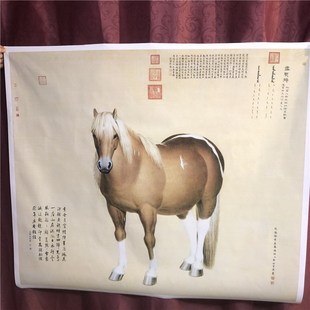 清郎世宁雪点雕工笔马画中式办公室客厅玄关挂画仿古微喷装饰国画