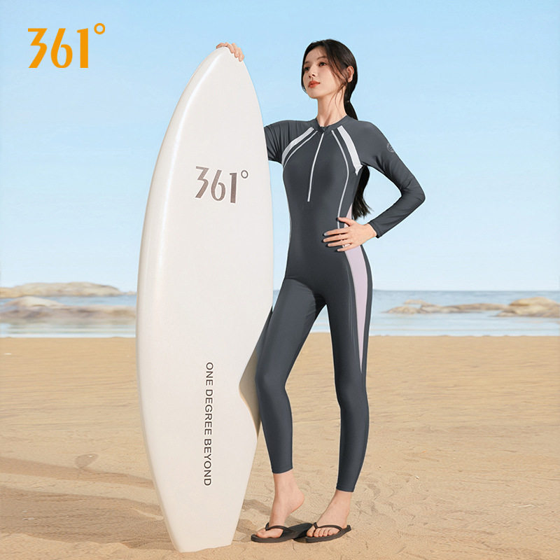 361泳衣女UPF50+防晒连体泳衣长袖长裤保暖泡温泉冲浪潜浮水母衣