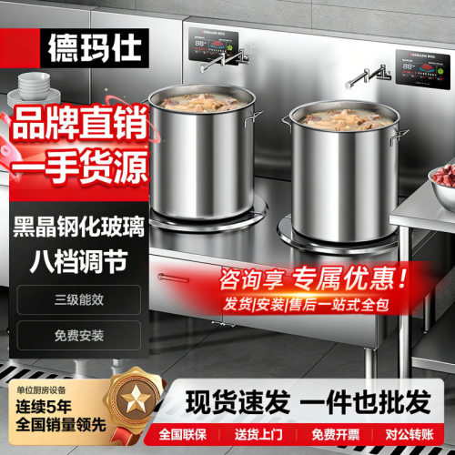 德玛仕 DEMASHI 高背汤炉 商用电磁炉12kw大功率 酒店厨房猛火单