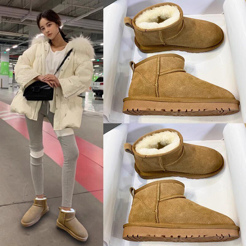 冬季羊皮毛一体女雪地靴一脚蹬