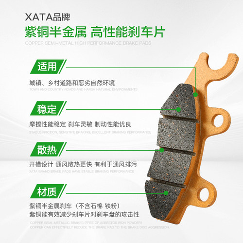 XATA半金属刹车片适用隆鑫无极踏板车 SR150GT LX150T-29 碟刹皮