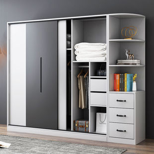 55cm深度衣柜家用卧室推拉门衣柜经济型推拉门E0级别实木简约衣橱