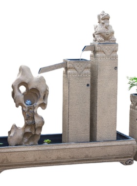 大型流水摆件水系装饰花园造景落地景观中式庭院户外仿古假山鱼池