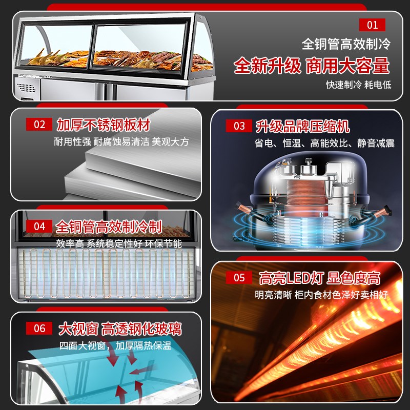 熟食展示柜商用鸭脖卤肉点菜柜双温保鲜柜超市卤肉凉菜卤菜冷藏柜