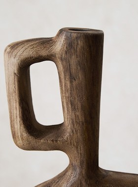 如/Wabi风格复古花瓶装饰品B&B酒店餐厅客厅创意装饰实木旧