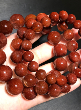 天然红发晶手链男女情侣手串褐红密集顺发满发本命年红水晶彩发晶