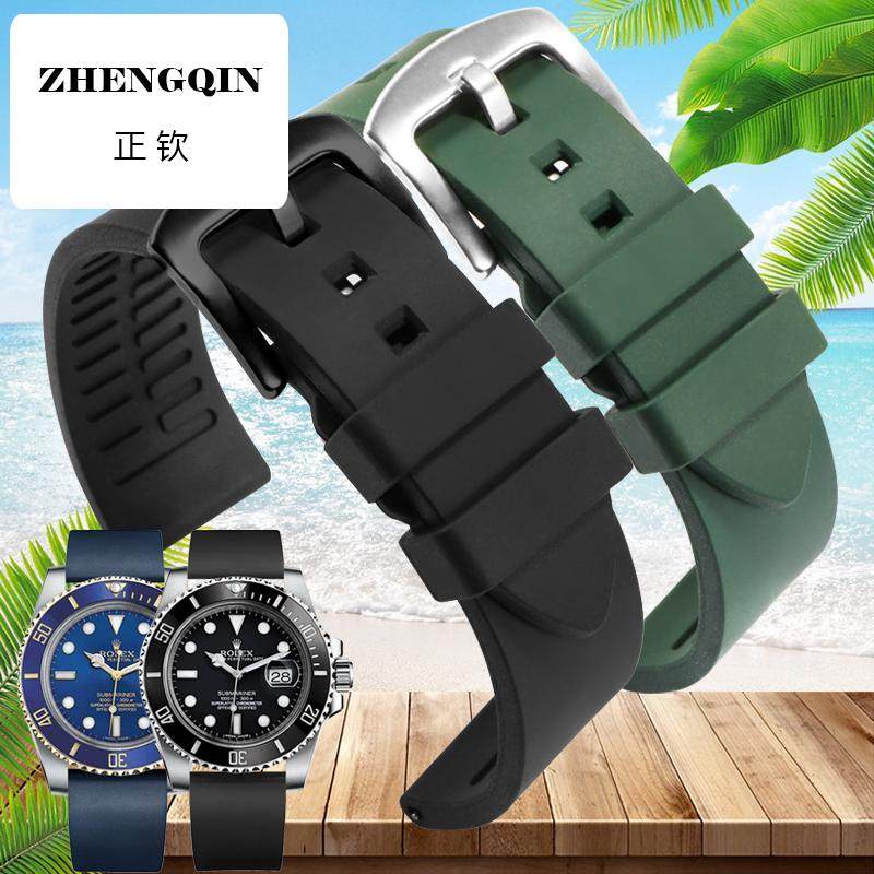 适用氟橡胶手表带代用万国浪琴欧米茄劳力士表带防水硅胶男蝴蝶扣