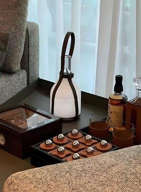 现代简约样板房边几飘窗托盘酒具雪茄盒小台灯道具酒组合装饰摆件