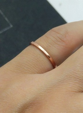 定制纯手工指圈按需定做一毫米多细窄平面纯铜紫铜V红铜女戒指指