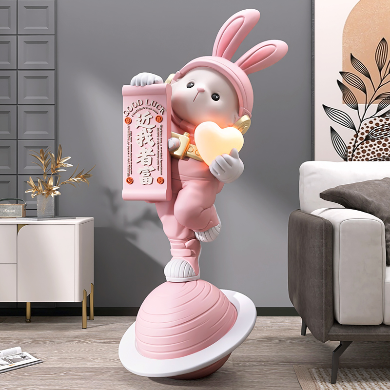 大型兔子招财落地摆件工艺品客厅电视柜音K响家居饰品乔迁开业礼