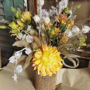 浪漫干花组合客厅花艺摆件家居软装 轻奢乡村风法式 会所别墅花束