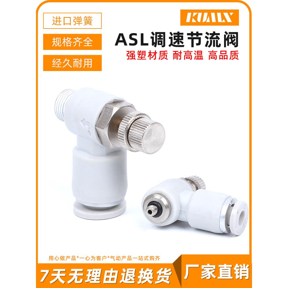 SC/SL6-01/SL8-M5/SL8-02/SL10-03/SL12-01白色可调L型节流调速阀