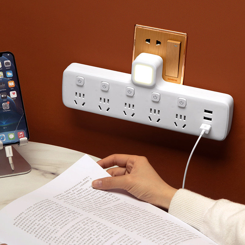 纯铜插座转换器面板多功能带USB夜灯多孔N位无线排插插排电源插头