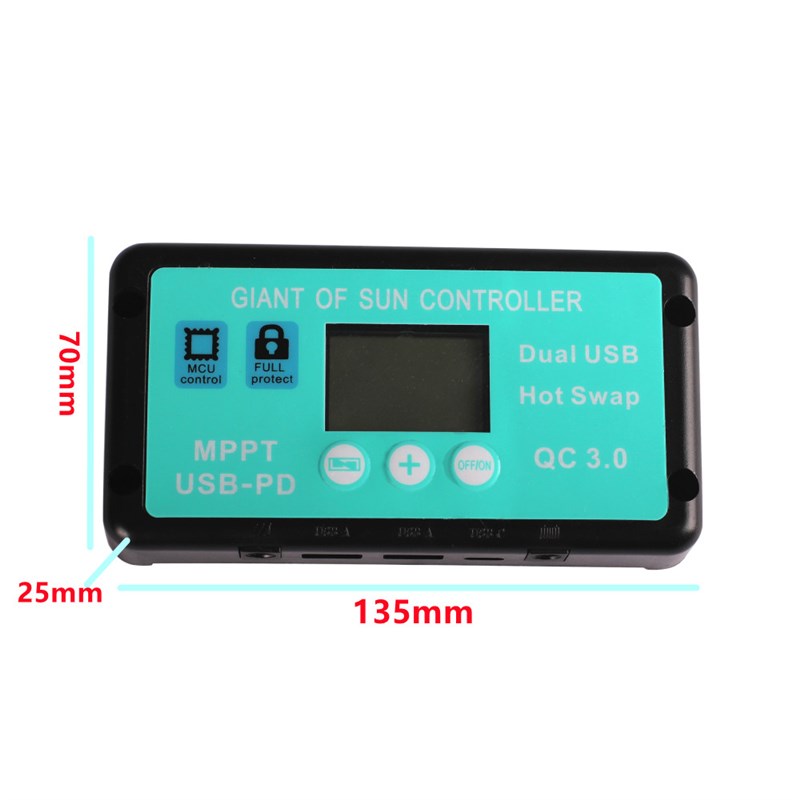 MPPT双液晶控制器USB12V24V太阳能电池板充电器带充电Z稳压器快充