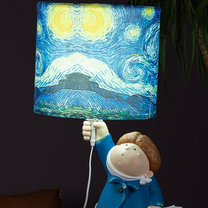 高级氛围装饰卧室书桌后现代艺术家简约设计造型创意油画梵高台灯