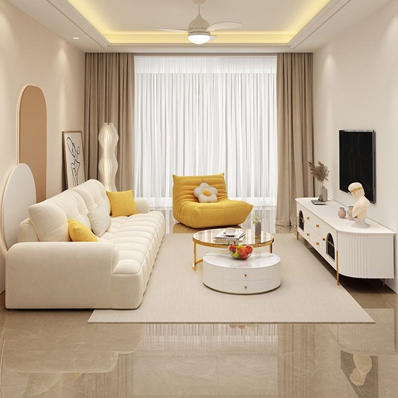 签匠奶油风云朵布艺沙发小户型北欧现代简约三人位直排休闲沙发