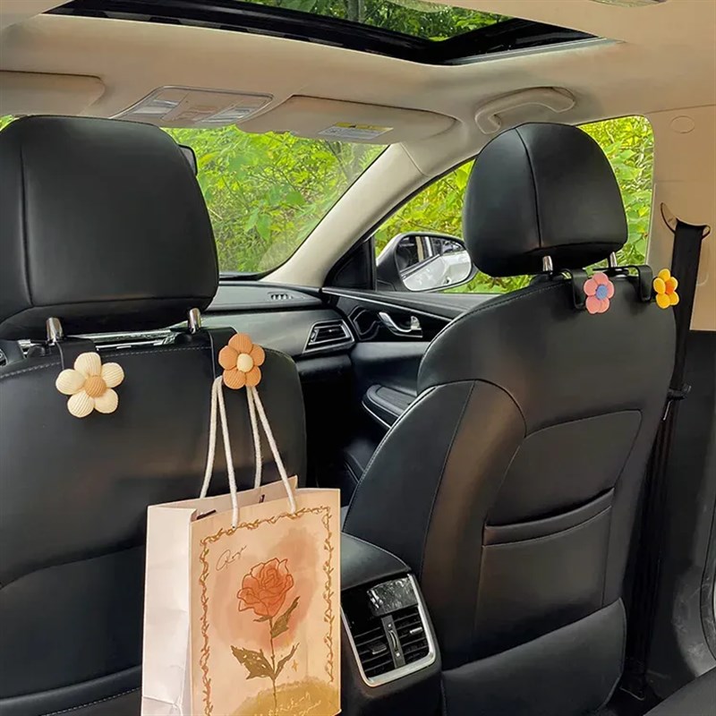 车载挂钩摆件多功能卡其小花椅背收纳汽I车用品神器车内饰品女