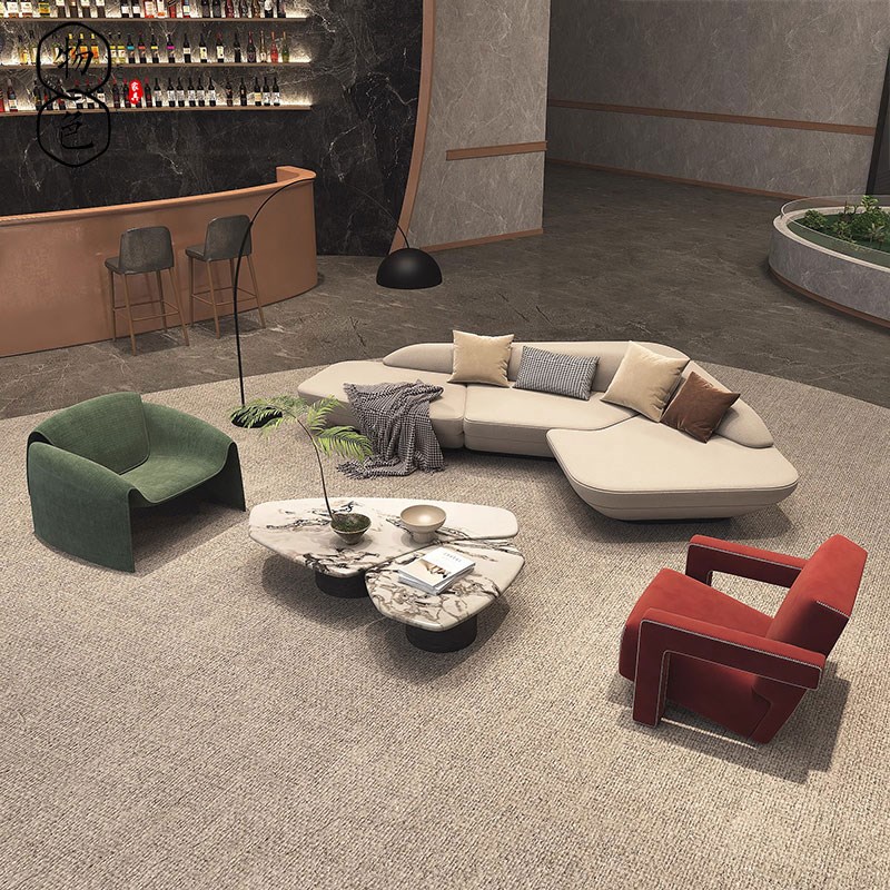 售楼处洽谈弧形沙发m组合现代4s展厅酒店大堂休息会客接待轻奢定