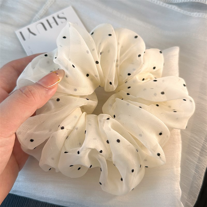 法式温柔波点仙气大肠发圈2025网红爆款L头绳皮筋女扎头高马尾发