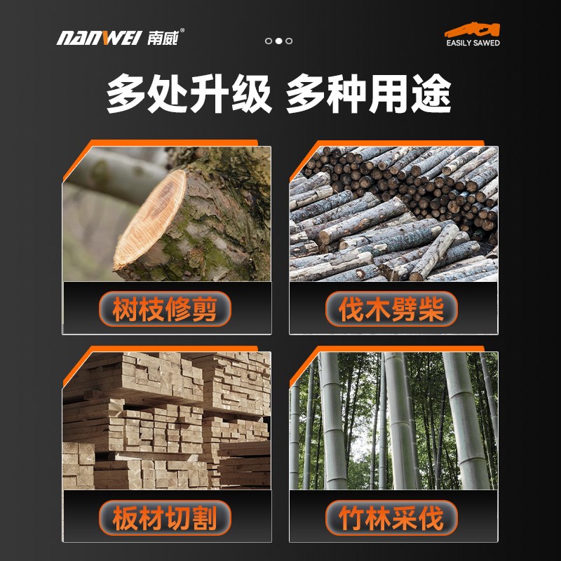 南威无刷高速电锯家用小型手持柴锯充电式锂电伐木锯电链锯锯树