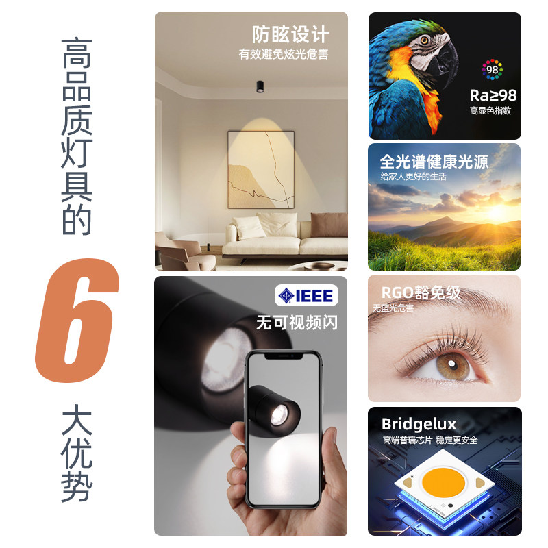 米家智能明装折叠射灯免钻孔桶灯客厅吊顶天花板灯可调角度LED筒