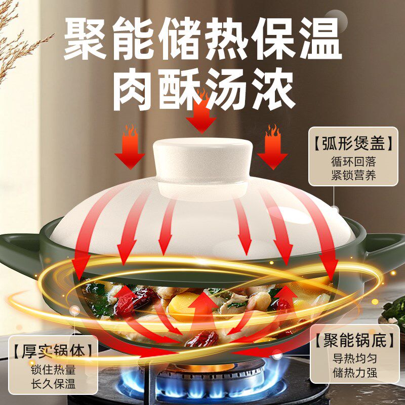 康舒煲仔饭专用砂锅干 干烧不裂陶瓷大容量沙锅家用耐高温宽口干
