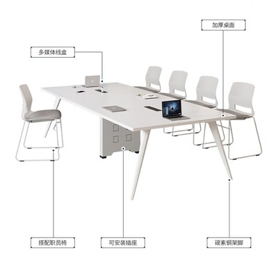 小型会议桌长桌现代简约会议室桌椅组合简易白色洽谈培训条形桌