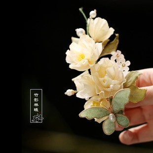 蝴蝶仙美古风汉服发饰发夹侧边夹发饰大唐公主风宋制簪花国风春日