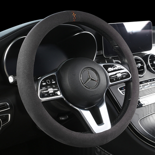 方向盘套超薄D型防滑冬季短绒毛绒麂皮绒把套翻毛皮反毛四季通用