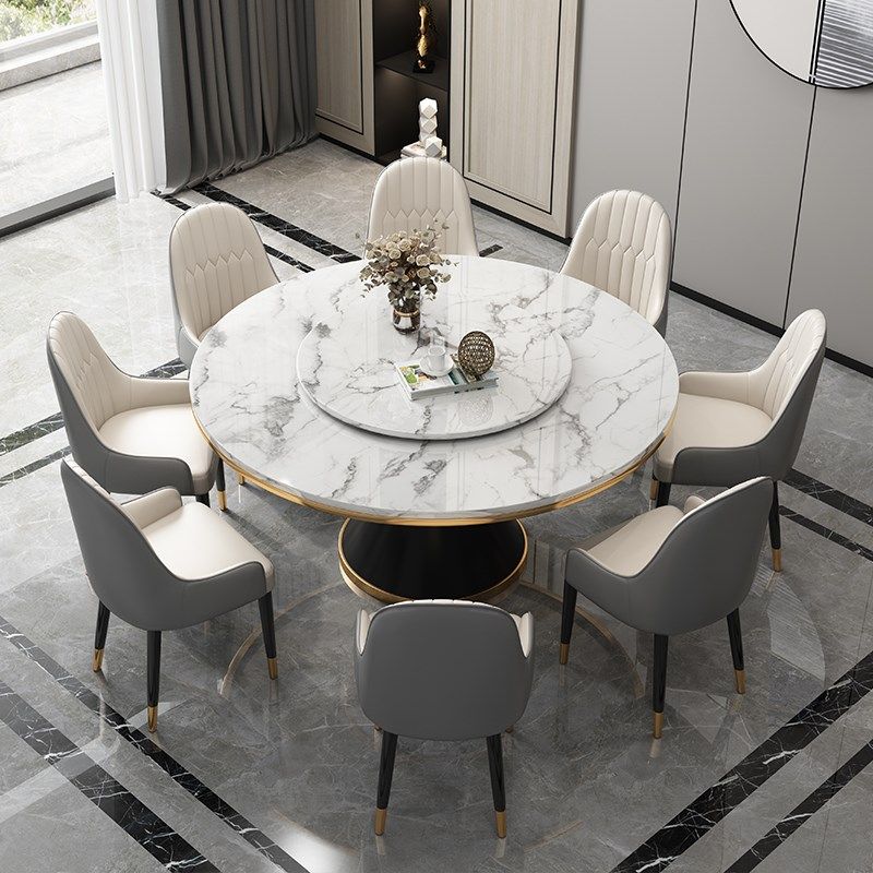 轻奢岩板餐桌椅组合现代简约家用饭桌带转盘酒店餐桌1.8米大圆桌,住宅家具,岩板餐桌,淘宝优惠券,粉丝福利购,淘宝优惠卷