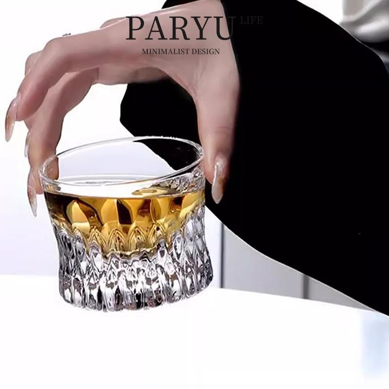 PARYU粉色威士忌酒杯水晶玻璃杯家用创意厚底洋酒杯啤烈酒杯