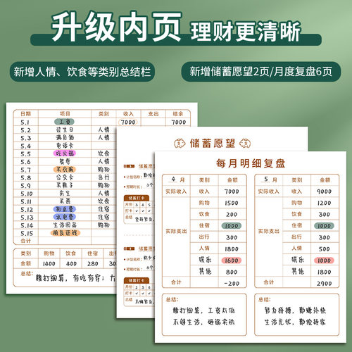 记账本子家庭理财手帐明细账收支现金日记账本生活日常开支笔记本