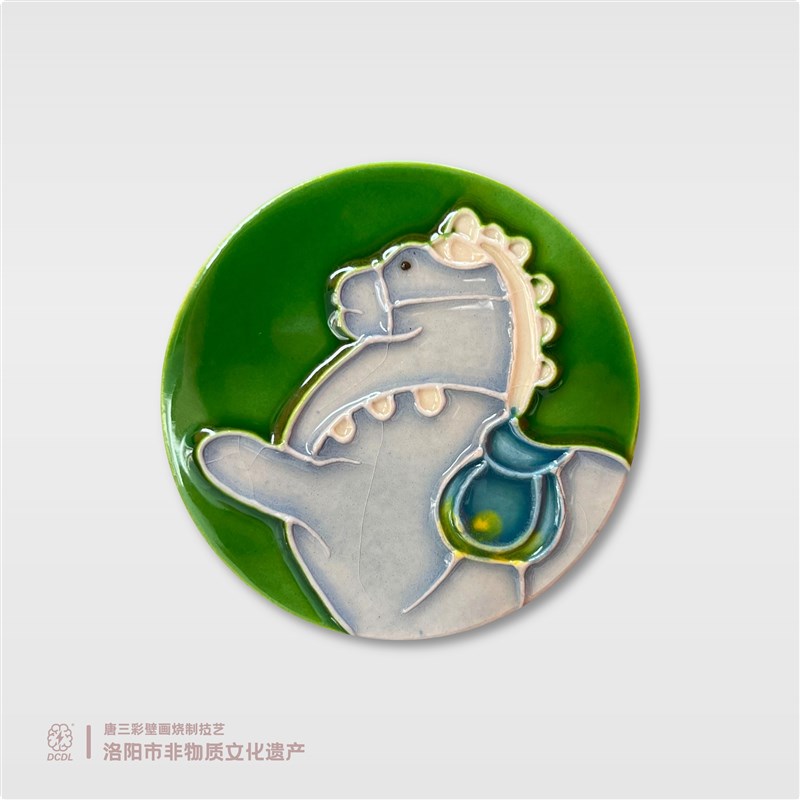 原创唐三彩西安博物馆洛阳文创小粉马陶瓷冰箱贴可爱手工礼品礼物