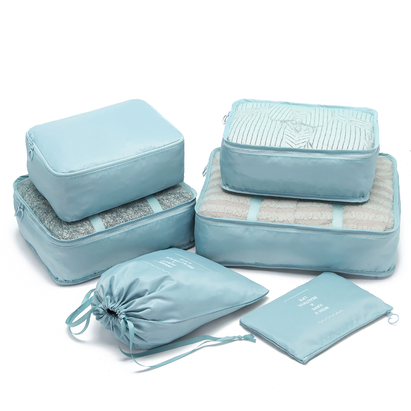 北欧轻奢!旅行收纳包衣服袋子分装袋便携行李箱衣物整理袋六件套