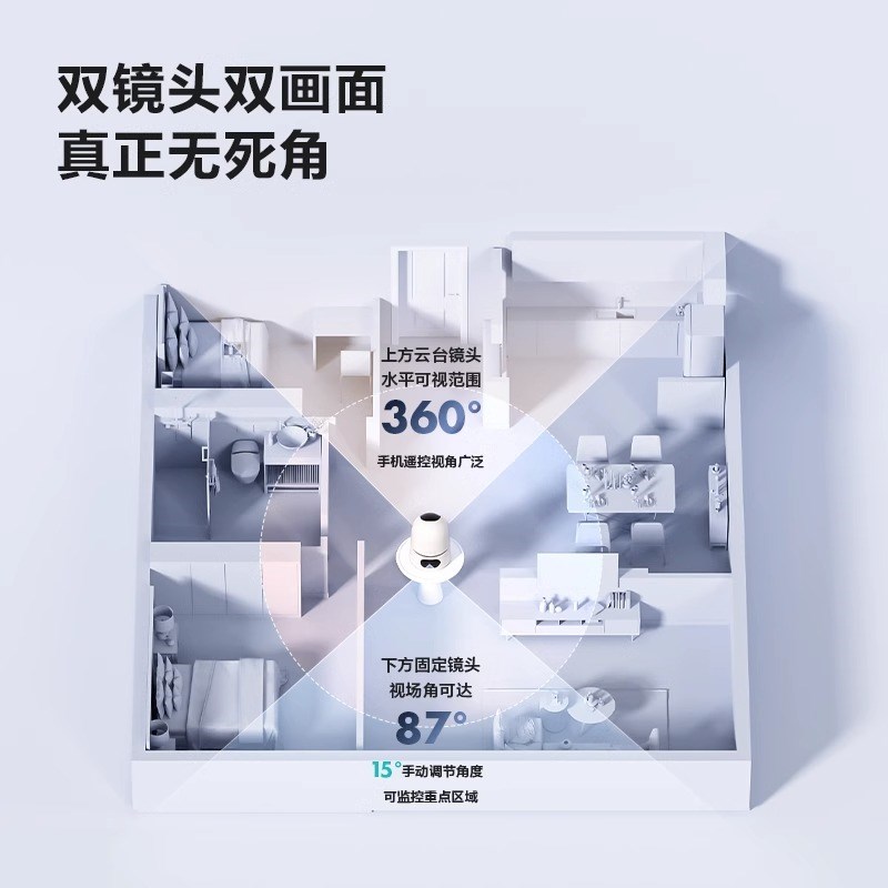 大华乐橙1000万S2X/TA4D摄像头双镜头手机远程360度室内高清wifi