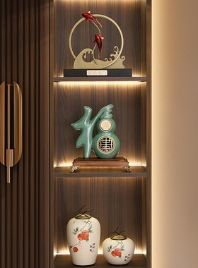 新中式摆件《鲤跃龙门》办公室书房客厅酒柜电视柜工艺品商务送礼