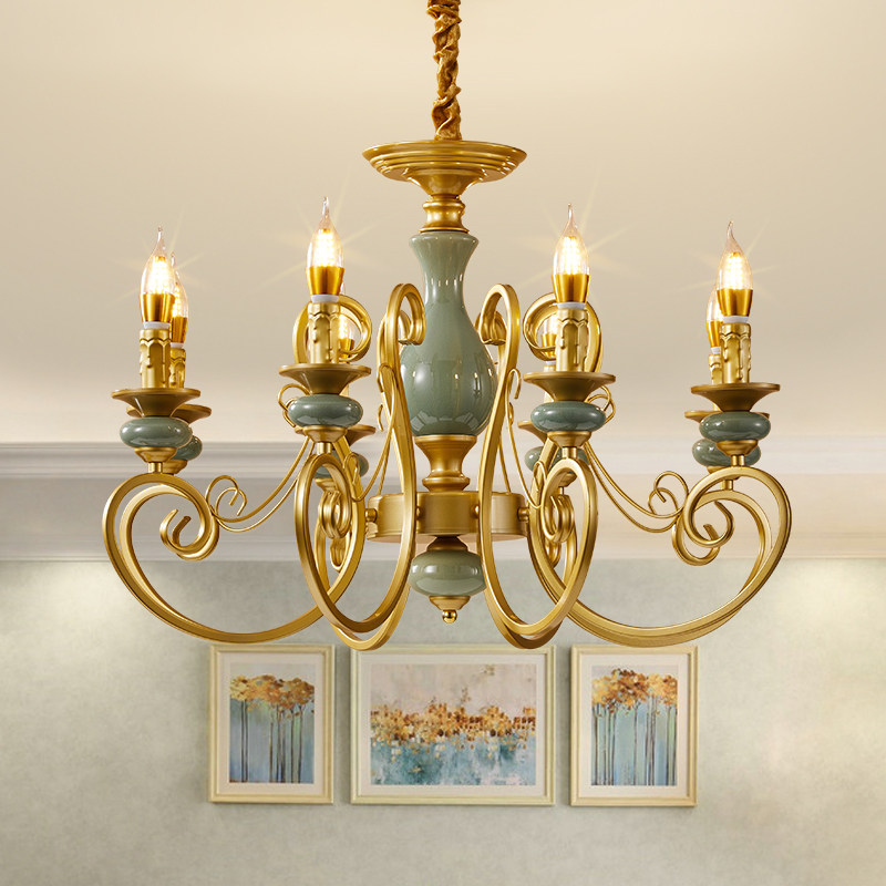 美式复古蜡烛吊灯欧式灯具简约田园轻奢灯饰餐厅卧室书房客厅吊灯