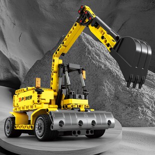 挖掘机积木可遥控机械拼装拼图工程车模型益智男孩高难度玩具礼物
