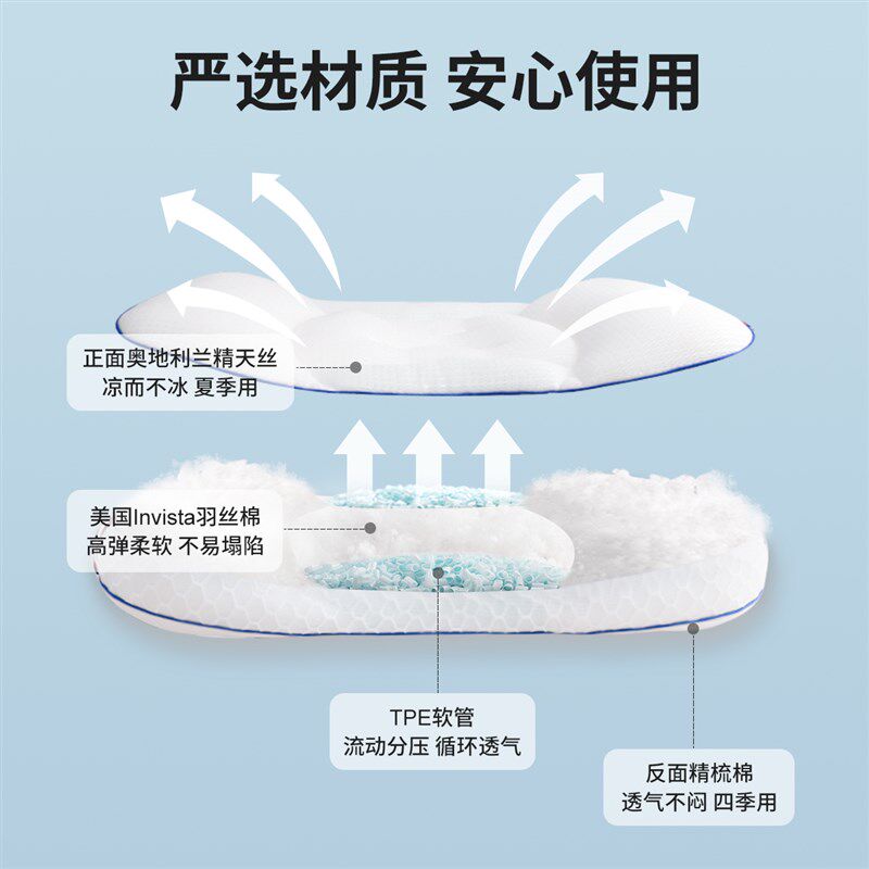 雅翎儿童枕头3-5-8岁幼儿园宝宝午睡枕双面护脊护颈四季分区枕头
